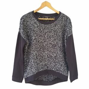 Forever 21 Fuzzy Teddy Colorblock Sweatshirt NWT Women's Size Small Grey Black